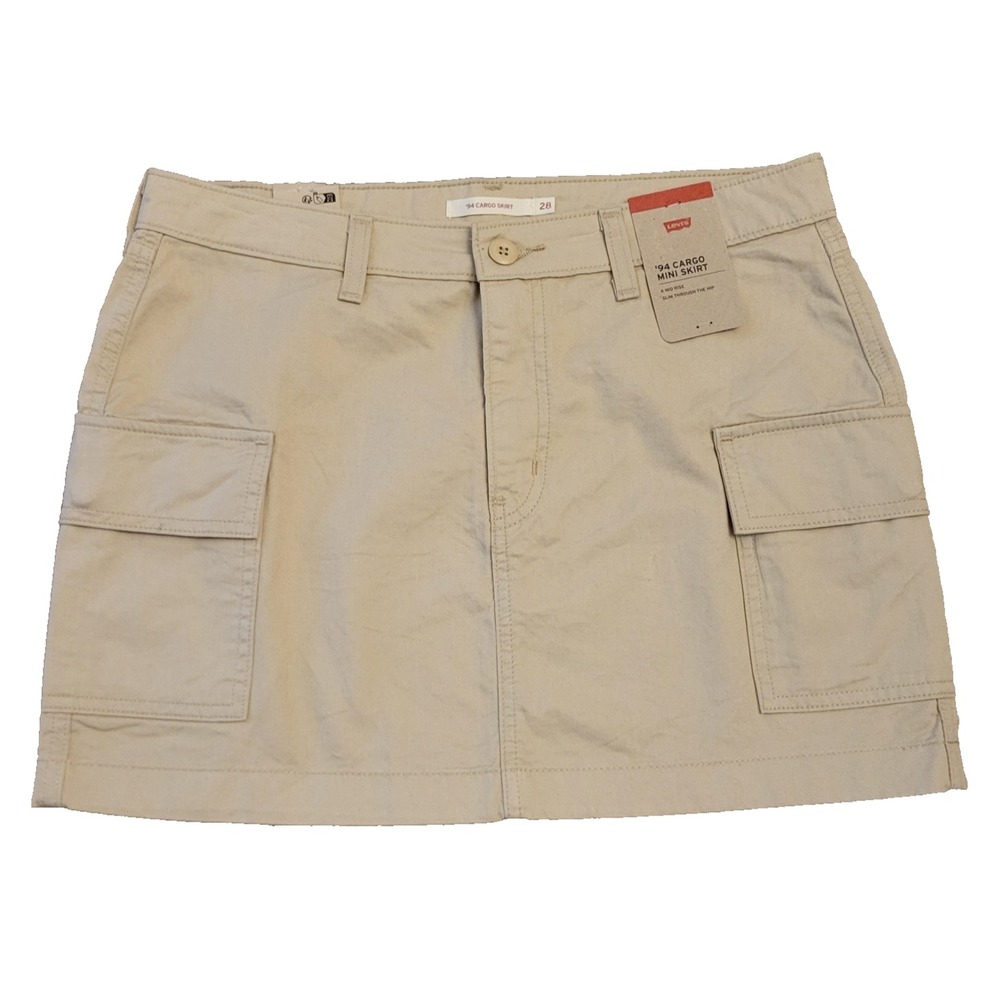 Levi's '94 Cargo Mini Skirt Khaki Tan Womens 28 Retro 90s Twill Cotton A06080002